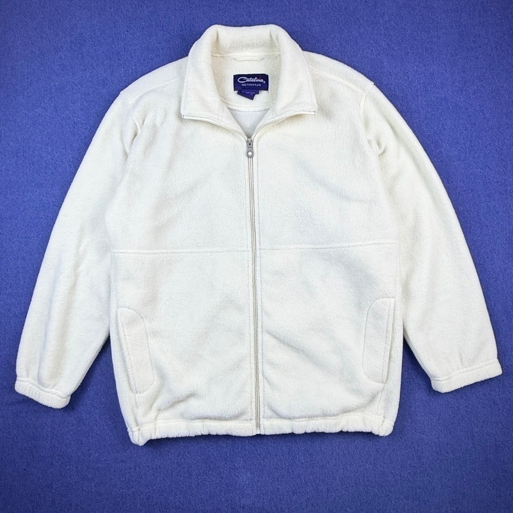 Catalina Outerwear Ivory Fleece Full Zip Jacket Missy S 6/8 CA365180 Cream